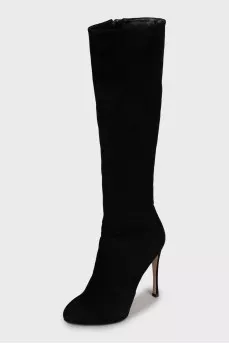 Suede high heel boots