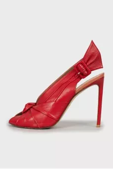 Red leather stiletto sandals