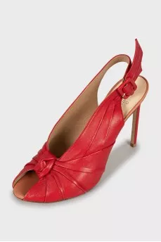 Red leather stiletto sandals