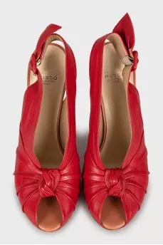 Red leather stiletto sandals