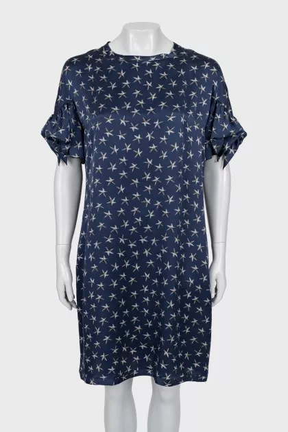 Printed silk A-line dress