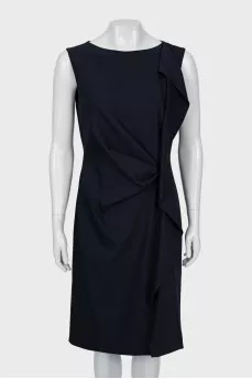 Blue wool sleeveless dress