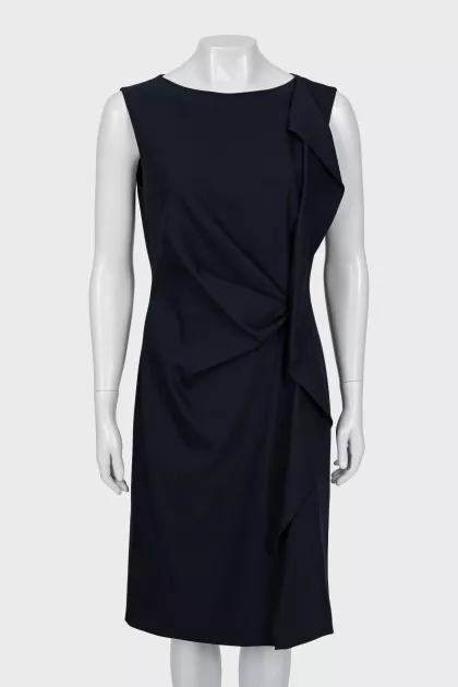 Blue wool sleeveless dress