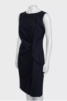 Blue wool sleeveless dress