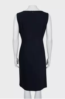 Blue wool sleeveless dress