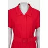 Woolen red dress with a belt
