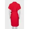 Woolen red dress with a belt