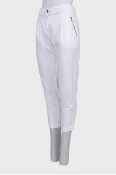 White tapered trousers