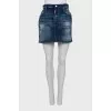 Distressed denim skirt