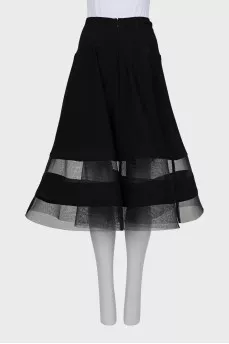 Black skirt with mesh inserts