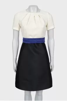 Black and white dress with contrasting belt