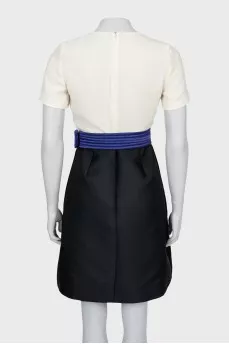 Black and white dress with contrasting belt