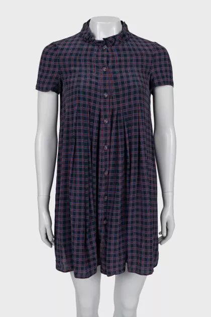Silk dress in check print