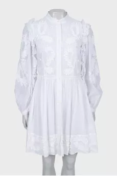 Fitted dress with ruffled sleeves