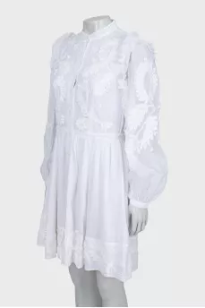 Fitted dress with ruffled sleeves