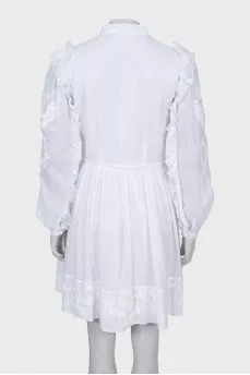 Fitted dress with ruffled sleeves