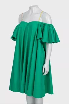Green shift mini dress