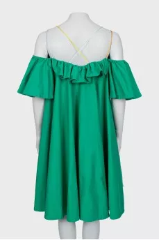 Green shift mini dress