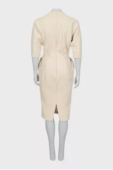 Wool dress with patch pockets