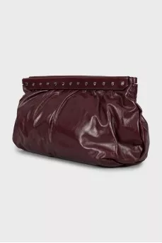 Leather clutch with silver decor