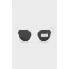 Sunglasses with gold logo and tag