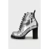 Silver printed ankle boots