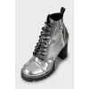 Silver printed ankle boots