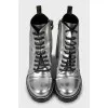 Silver printed ankle boots