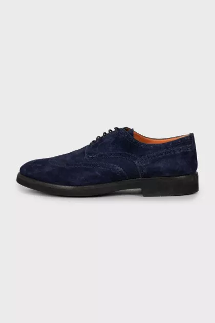 Men's blue suede brogues