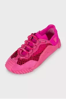 Pink sneakers with mesh inserts