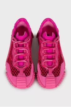 Pink sneakers with mesh inserts