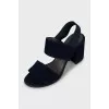 Suede sandals with elastic band