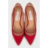Suede shoes with gold decoration