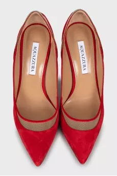 Suede shoes with gold decoration