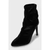 Textile ankle boots decorated with flowers