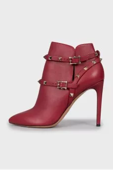 Leather ankle boots with gold studs