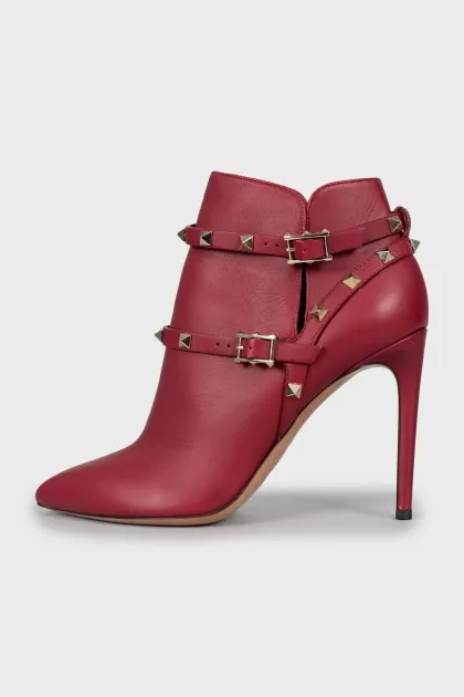 Leather ankle boots with gold studs
