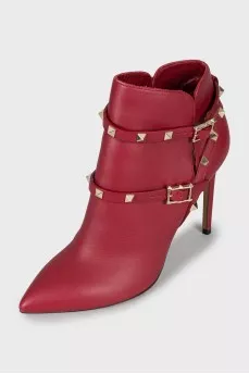 Leather ankle boots with gold studs