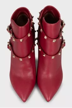Leather ankle boots with gold studs