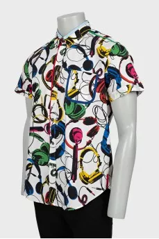 Men's printed shirt with short sleeves