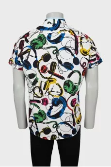 Men's printed shirt with short sleeves