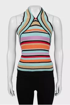 Striped top with tie