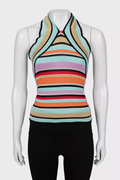 Striped top with tie