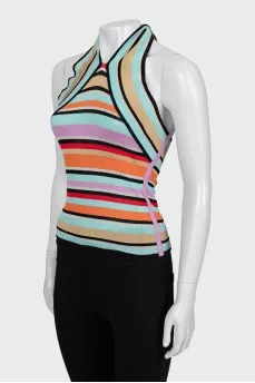 Striped top with tie