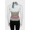 Striped top with tie