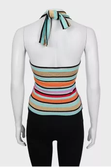 Striped top with tie