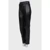 High-waisted leather trousers