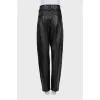 High-waisted leather trousers