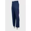Men's blue trousers with elastic waistband