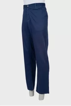 Men's blue trousers with elastic waistband